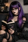Cute goth girl reading a book AI generated.webp
